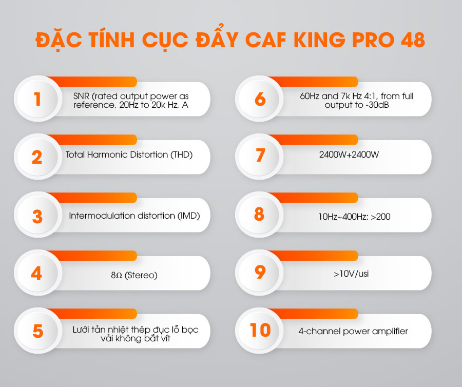 Đặc tính của cục đẩy CAF King-48 Pro