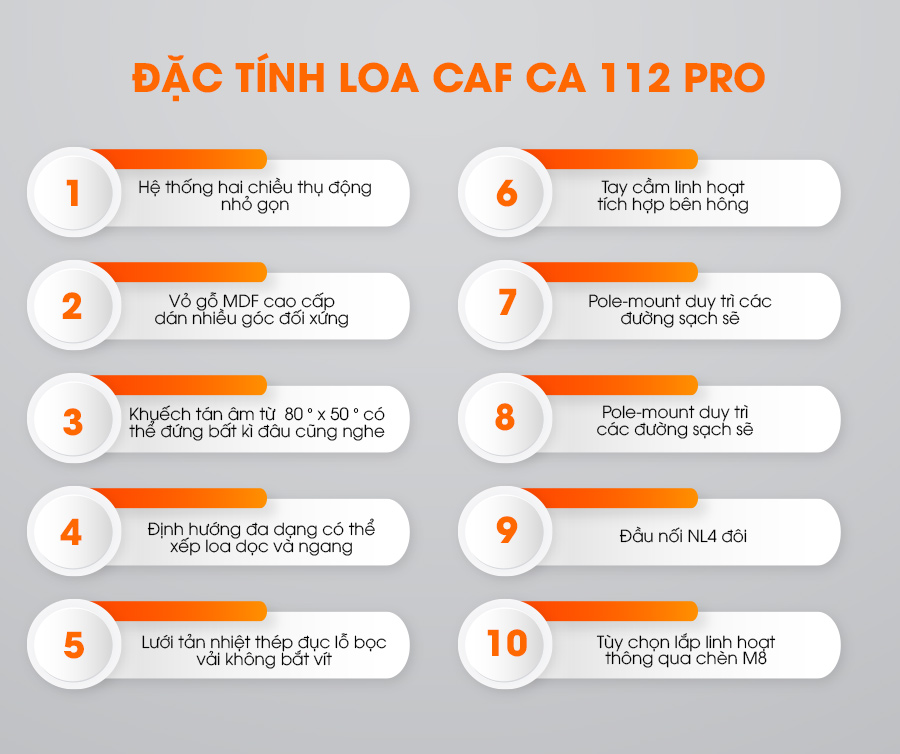 Đặc tính của loa CAF CA-112 Pro